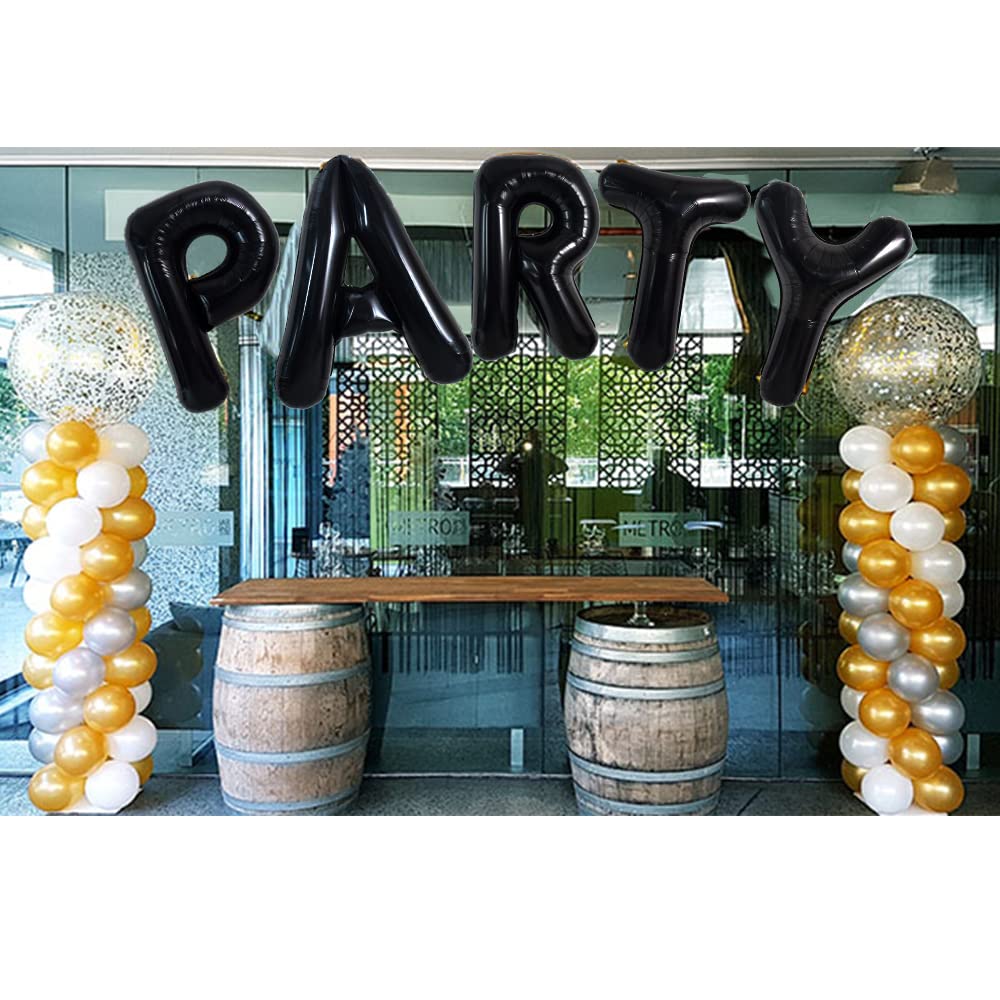 Toniful 40 Inch Large Black P Letter Balloons Jumbo Helium Balloons,Foil Mylar Big Alphabet Balloons For Birthday Party Annivers
