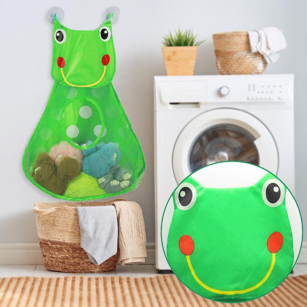 Gofidin Baby Bath Toys Mesh Bag Kids Bathroom Toy Storage Bag Duck Frog Suction Cups Toys Organizer For Kids