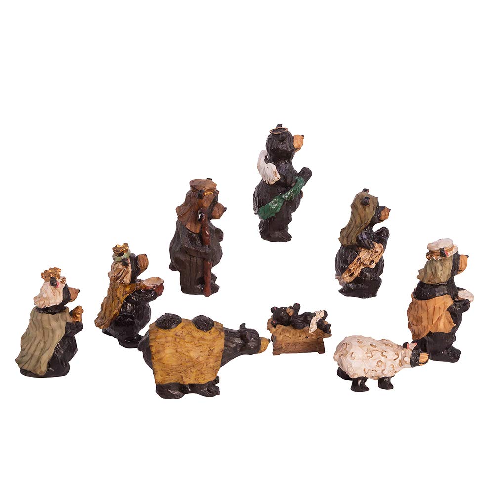 Kurt Adler Resin Bear, 4-Inch, Set Of 9 Nativity Set