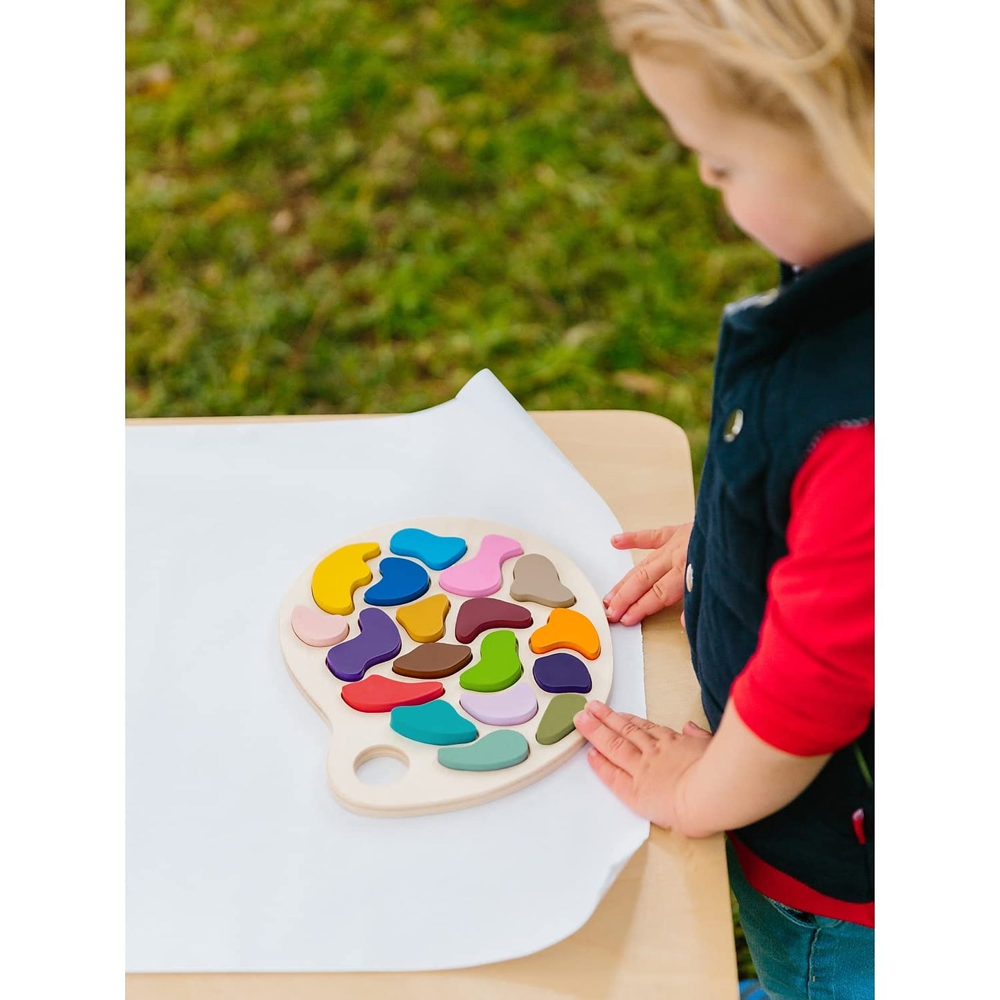 The Freckled Frog Artist Palette Puzzle - Wooden Puzzle For 3, 4 And 5 Year Olds - Practice Color And Shape Recognition - Presch