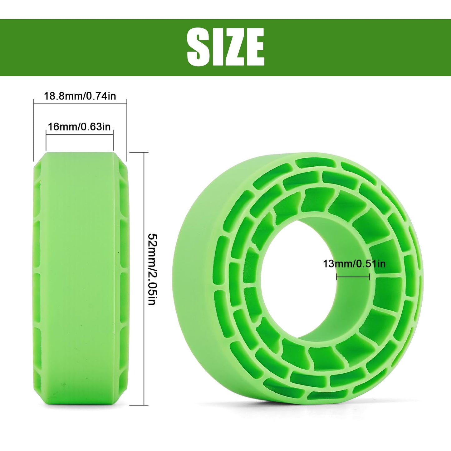 INJORA 4pcs Silicone Rubber Inserts for 56-58mm*24mm 1.0'' Tires(Small Green)