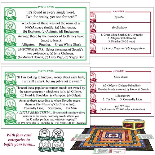 Wit'S End — A Smart, Mind-Bending Trivia & Brain Teaser Game That Will Challenge Your Wits & Knowledge — Adult & Family Night Fun