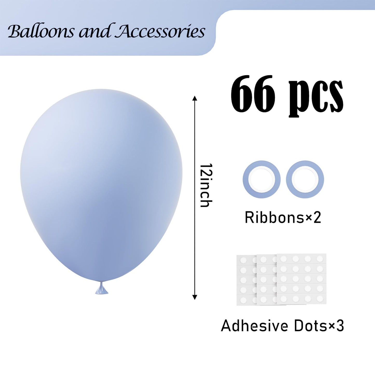 Voircoloria Dusty Blue Balloons, 66Pack 12Inch Slate Blue Latex Party Balloons For Wedding, Birthday, Graduation, Bridal Shower,