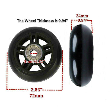 Oro 1 Pair Luggage Wheels Replacement 72 * 24Mm Case Wheels With 8Mm(0.31') Bearings Wheels For Suitcase And Inline Outdoor Skate And Caster Board