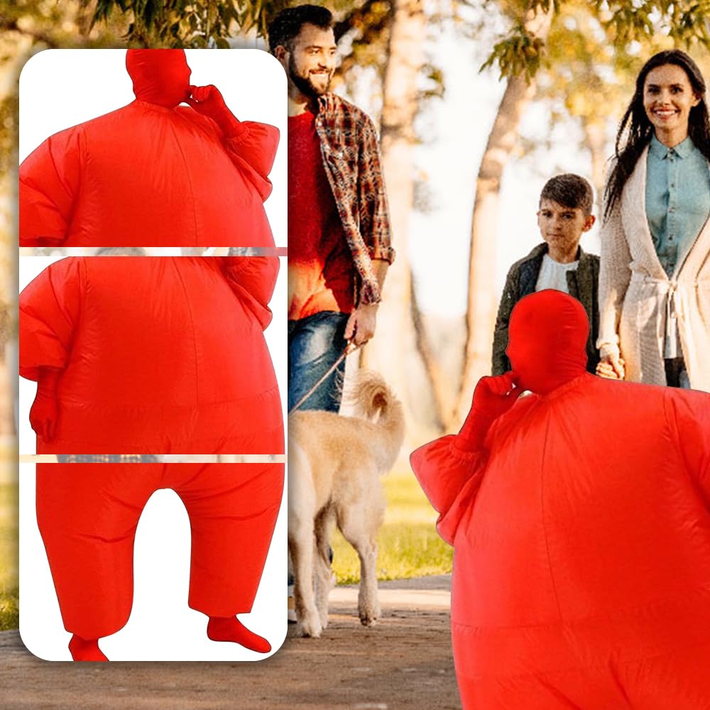 Qshine Inflatable Full Body Jumpsuit Cosplay Costume Halloween Funny Fancy Dress Blow Up Party Toy (Red)