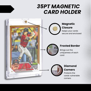 (Box 25) Display Zone 35pt Magnetic Card Holder - enhanced Protection for Your Trading Cards - One Touch Case Holds Sports Gaming Football Baseball & Pokemon Cards up to 35pt Thickness