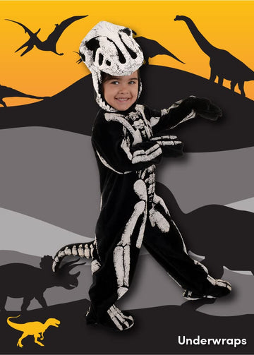Underwraps Boys Toddler'S T-Rex Skeleton - Fossil Costume, Black/White, Extra Large 4-6 Us
