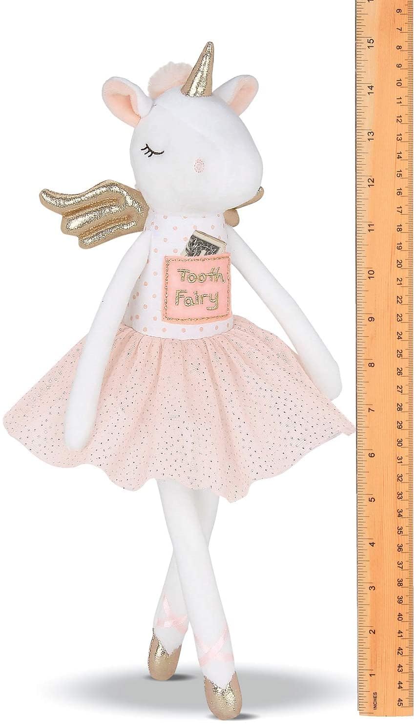 Bearington Twinkles Soft Plush Unicorn Tooth Fairy Doll, 14 Inches