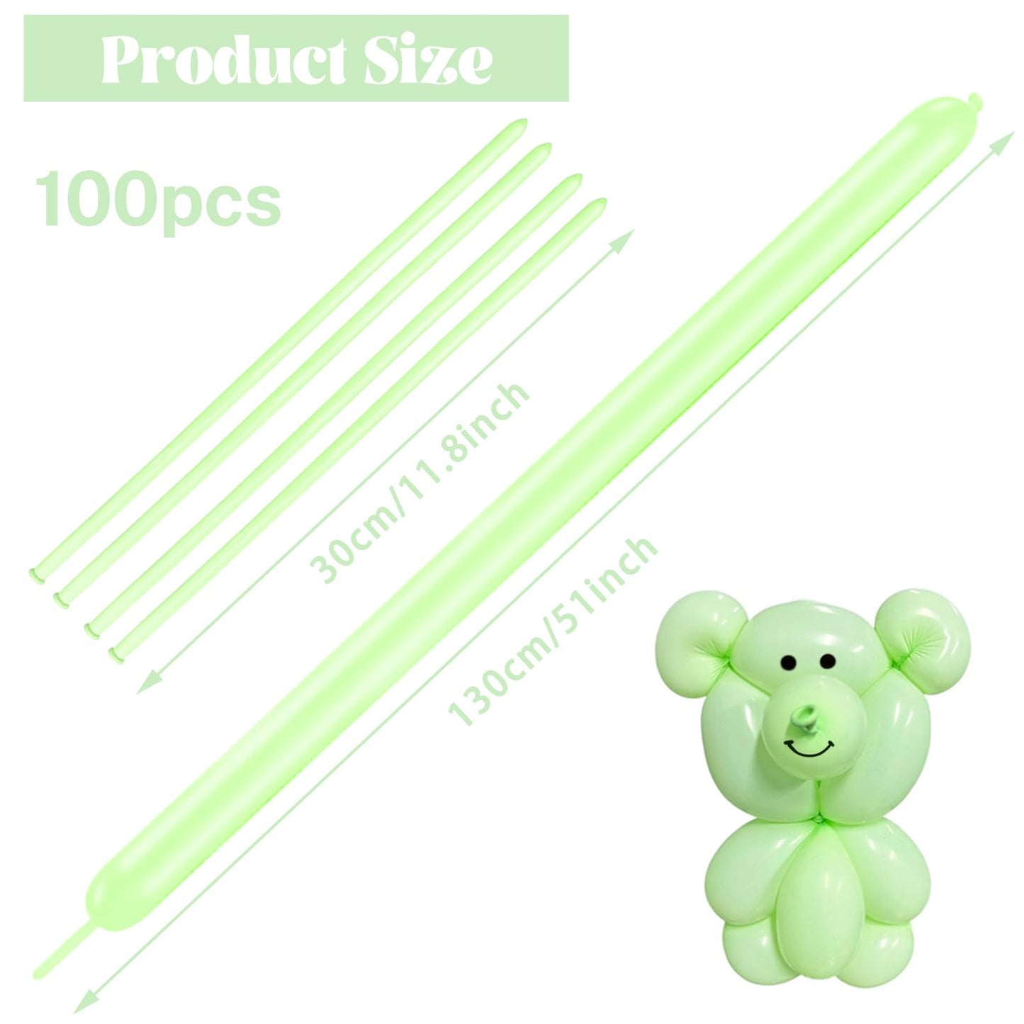260 Long Balloons 100 Pack Pastel Green Twisting Animal Balloons Thickening Latex Modeling Long Magic Balloons For Animal Model