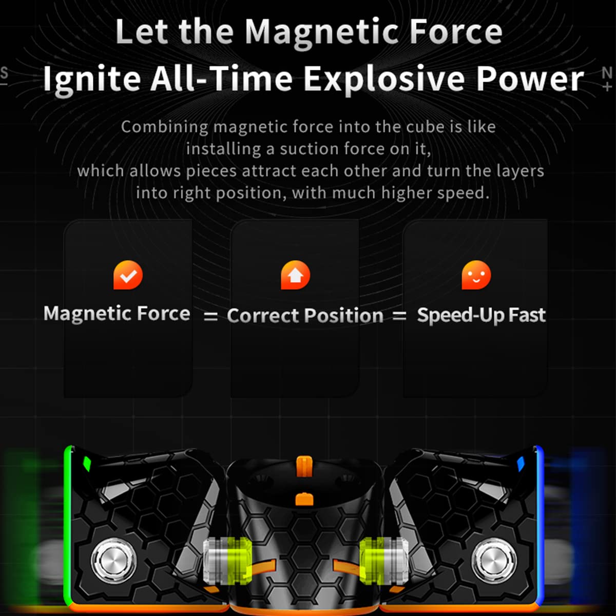 Hellocube Gan 356 M 3X3 Magic Speed Cube Stickerless 3X3X3 Magnetic Cube Gans 356M(Lite Ver 2020,No Extra Ges)