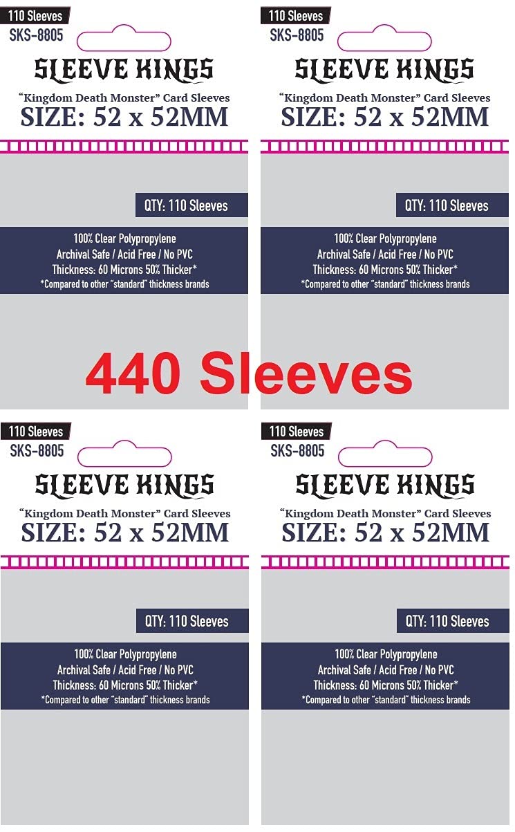 Sleeve Kings ''Kingdom Death Monster'' Card Sleeves 52 X 52 Mm (4X110 Pack, 440 Sleeves)