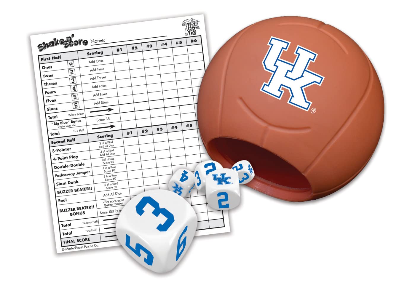 Masterpieces Ncaa Kentucky Wildcats Shake N Score Travel Dice Game
