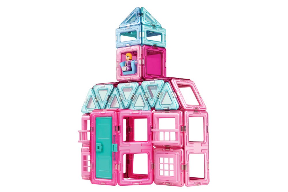 Magformers Princess Castle 78 Pieces Pink And Purple Colors, Educational Magnetic Geometric Shapes Tiles Building Stem Toy Set A