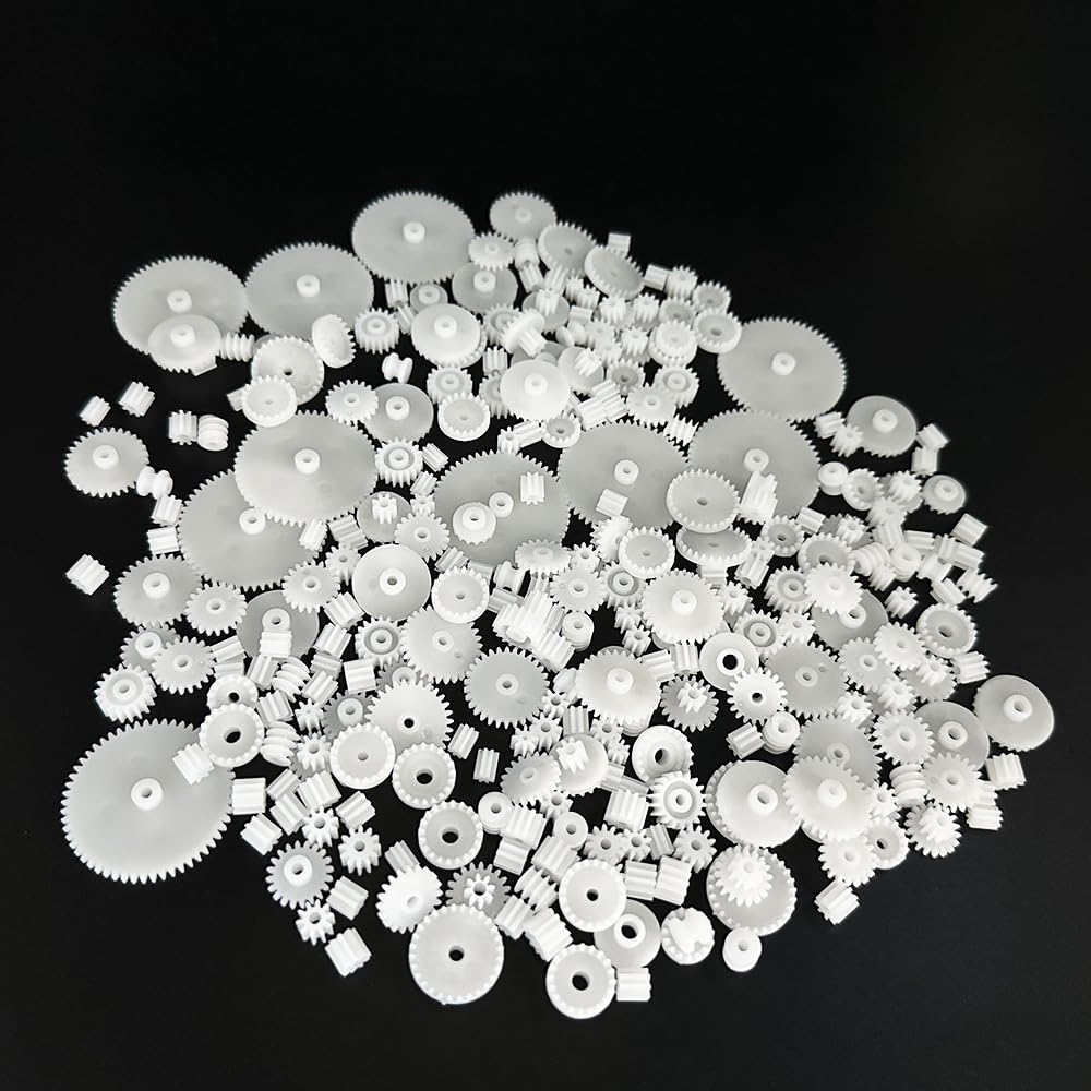 200PCS Module 0.5 Plastic Gear Single Gear Spindle Gear Small Motor Gears for DC Motor RC Car Robot DIY Model Toy Parts (White)