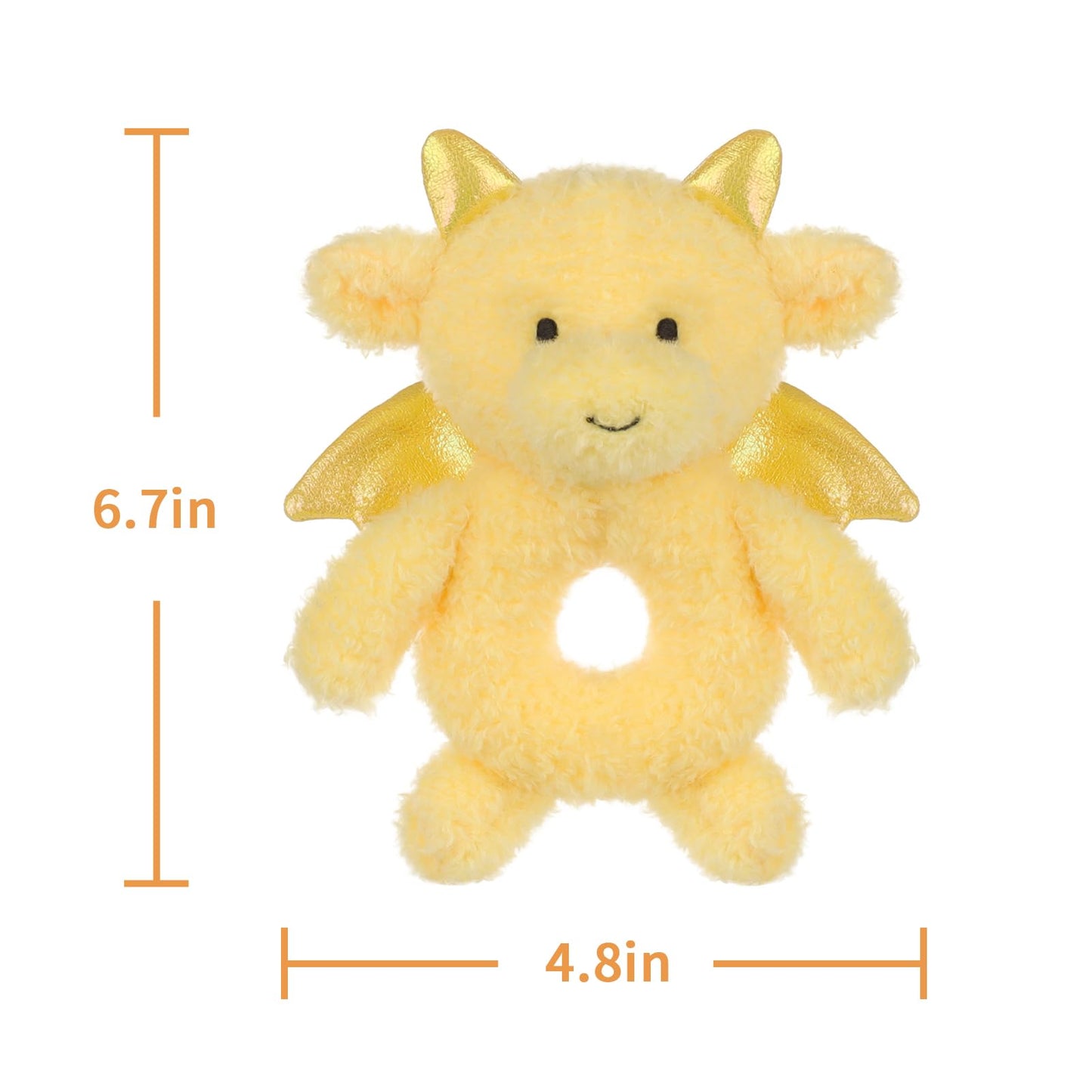 Apricot Lamb Dragon Rattle Soft Baby Rattle For Boys And Girls, Plush Stuffed Animal Rattle Toy Lovey For The Newborn, 0-3 Month