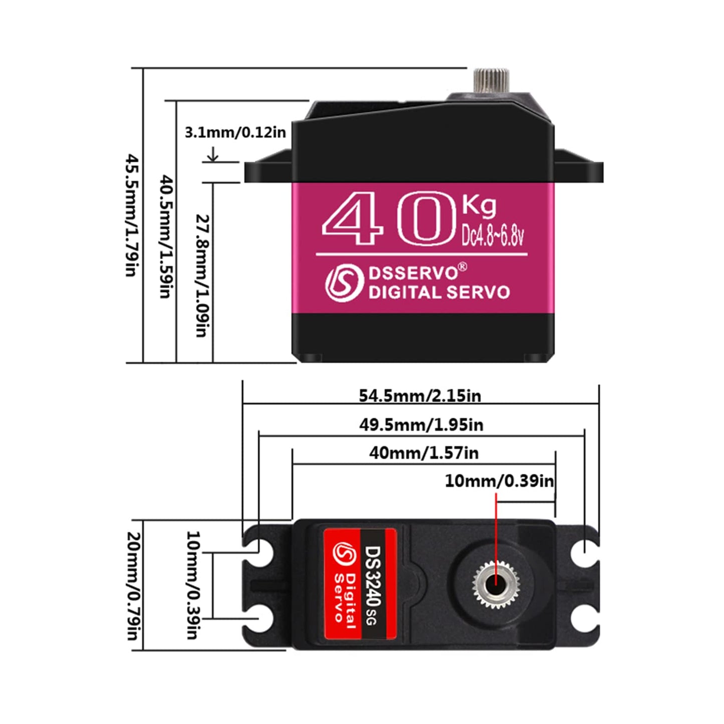 ZOSKAY Servo Motor 40Kg High Speed servo Metal Gear Digital Servo RC Baja Servo for 1/8 1/10 Scale RC Cars (180 Degree)