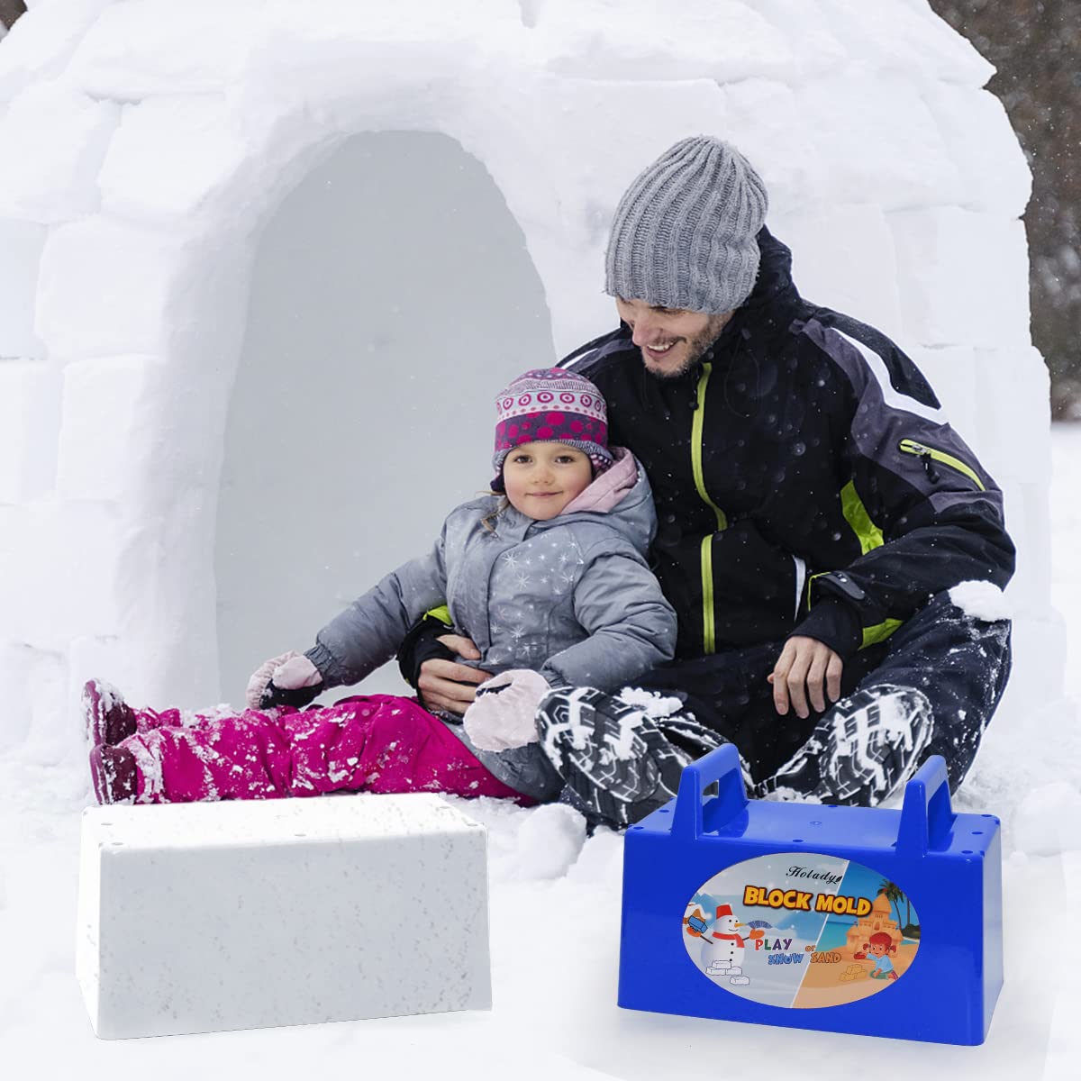 Holady Snow Fort Building Block,Snow Brick Maker and Sand Castle Mold, Beach and Snow Toys Kits for Kids, Outdoor Winter and Sum