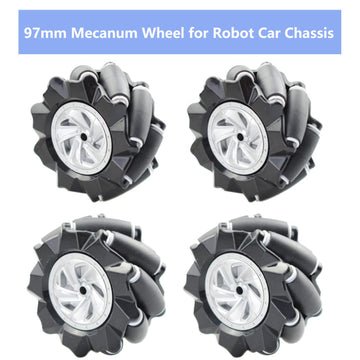 Swaytail Premium 97Mm Mecanum Wheel For Agv Robot Car Chassis, Omni Directional Tire With 4Pcs Metal 6Mm Coupling Motor Connector For Arduino Raspberry Pi Microbit Diy Rc Toy Part Steam Maker Remote