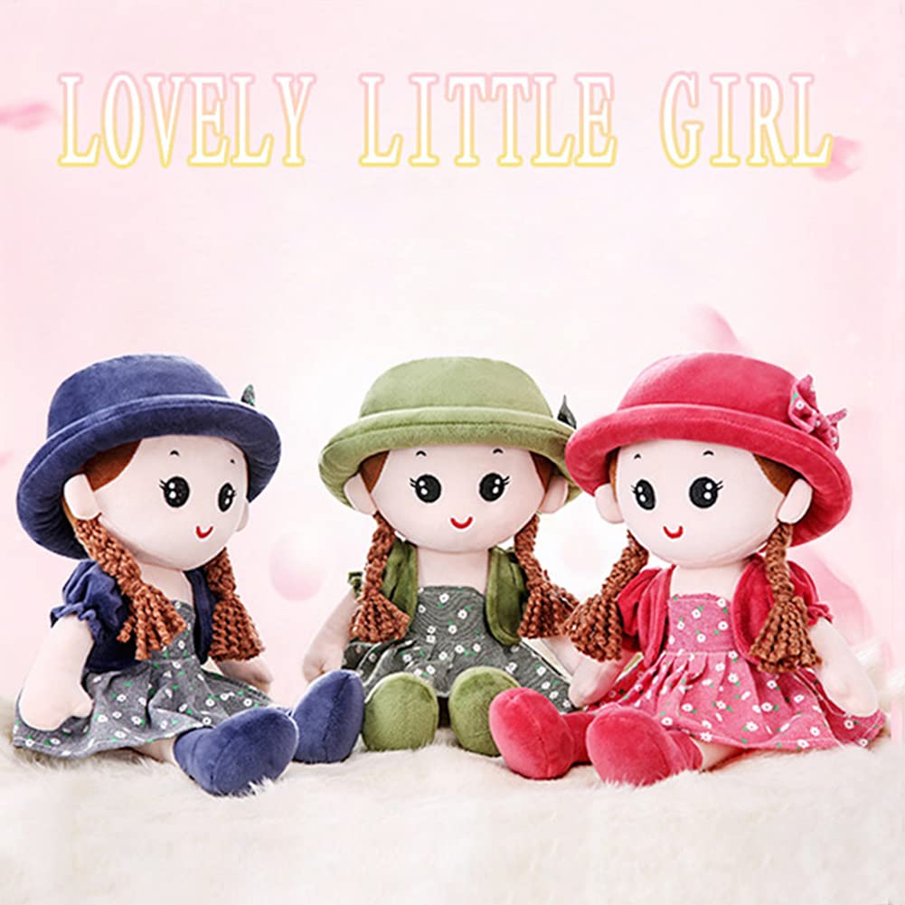 Ikasus Plush Stuffed Princess Doll With Clothes, Hat & Skirt, Cute Soft Cuddle Baby Girl Doll For Kids, Green