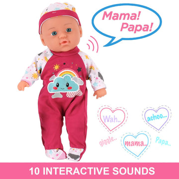 Liberty Imports 2 Pack Twin Baby Dolls Playset - 12 Realistic Soft Body Talking Newborn Boy & Girl Toy Dolls with Magic Milk Bot