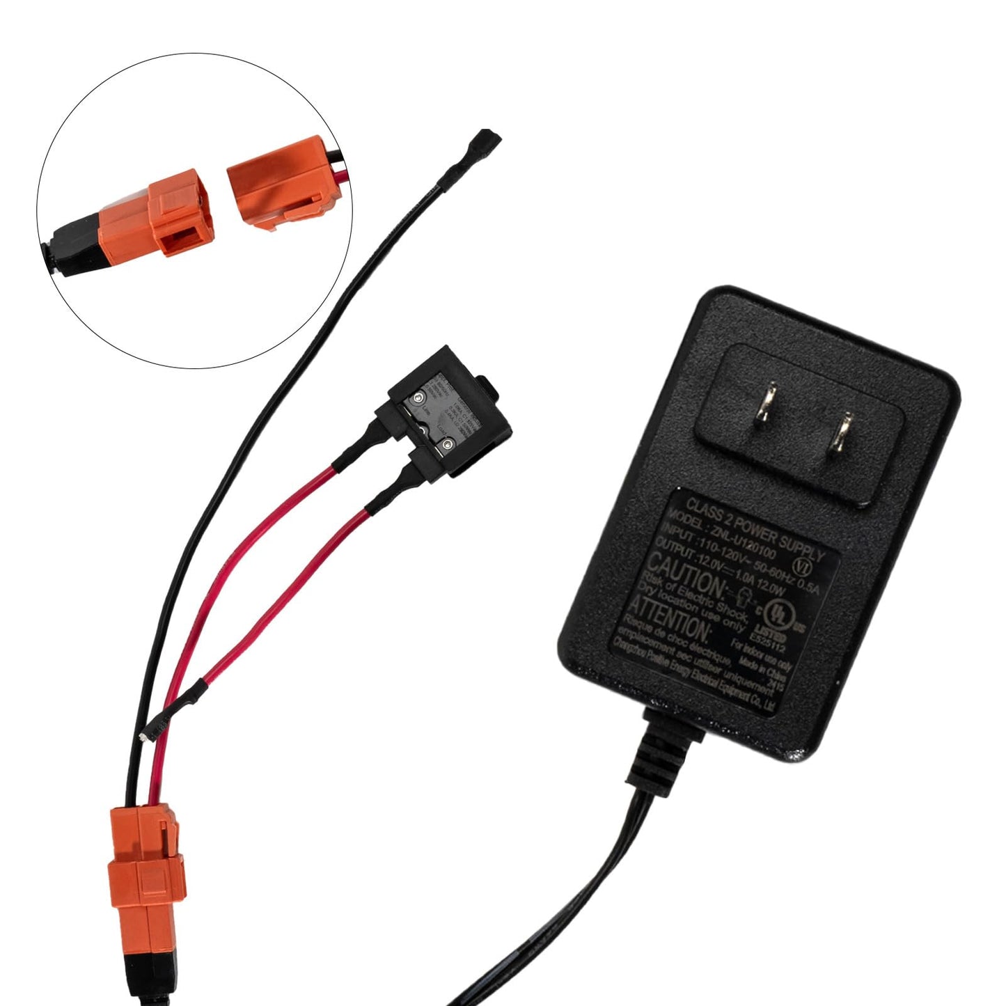 ToiCottage 12V Battery Charger for Ride On Toys - Electric Car Charging Socket Adapter with Square Plug