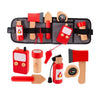 Kids Firefighter Pretend Play Set with Wearable Belt | Wooden Fireman Role Play Toy Kit with Axe, Walkie Talkie, Torch, Extingui