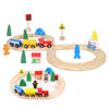 Wooden Train Tracks Toys For Toddler, 33 Pieces Magnetic Train With Wooden Tracks Fits For Thomas, Brio, Chuggington, Melissa An