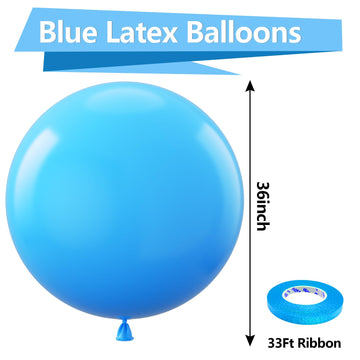 Bezente 36 Inch Blue Giant Balloons - 8 Pack Light Blue Latex Balloons for Birthday, Wedding, Baby Shower Decorations