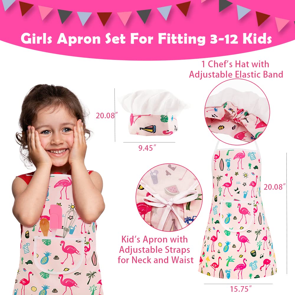 kkmon Kids Cooking and Baking Set - 34 Pcs Kids Chef Role Play Costume Set with Apron, Chef Hat, Mitt, Pastry Injector, Cookie C