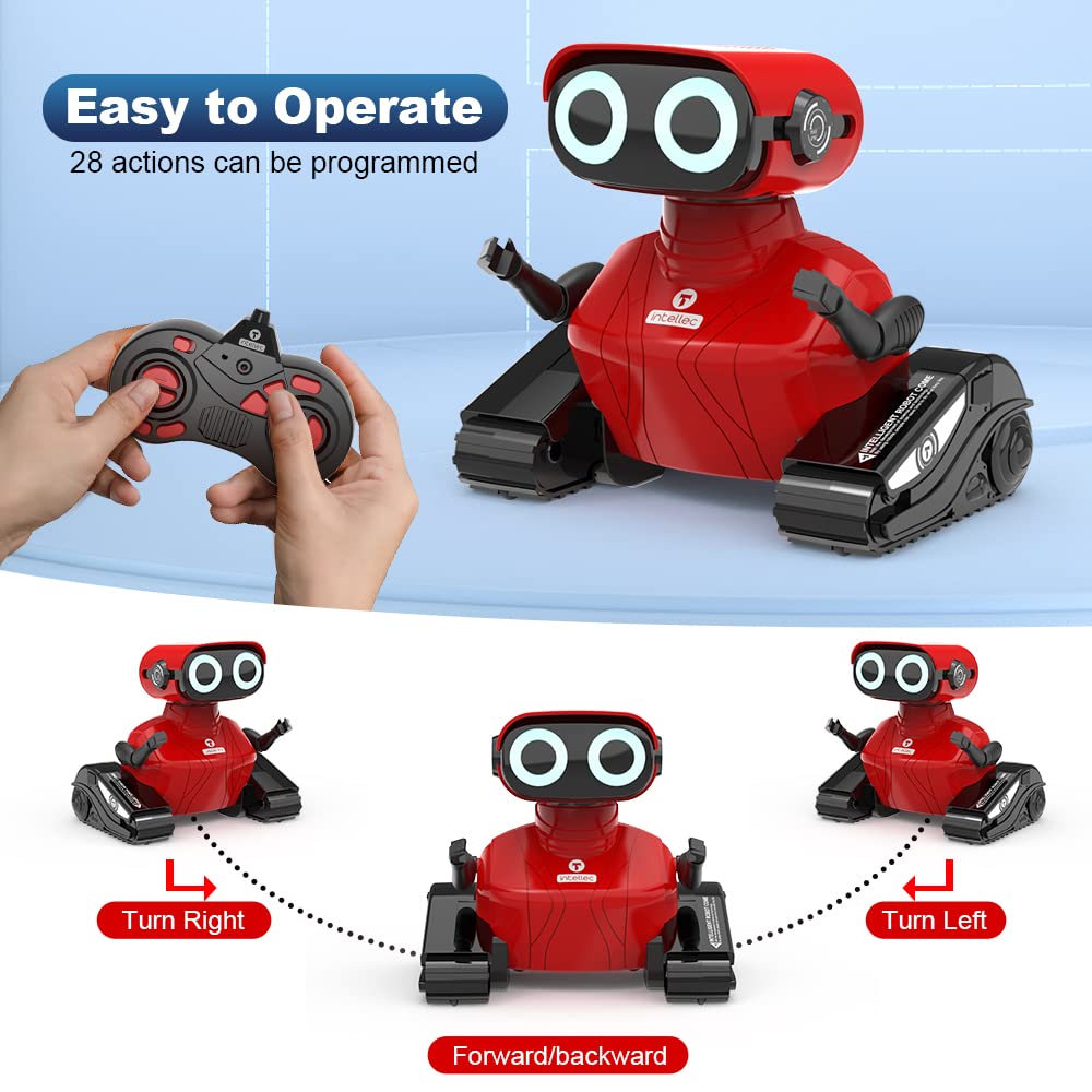 HONGCA Rechargeable Remote Control Robot Toy for Kids, 4.7 Red Robot with Touch Sense, Music, Dance Moves - Perfect Gift for Ages 3+