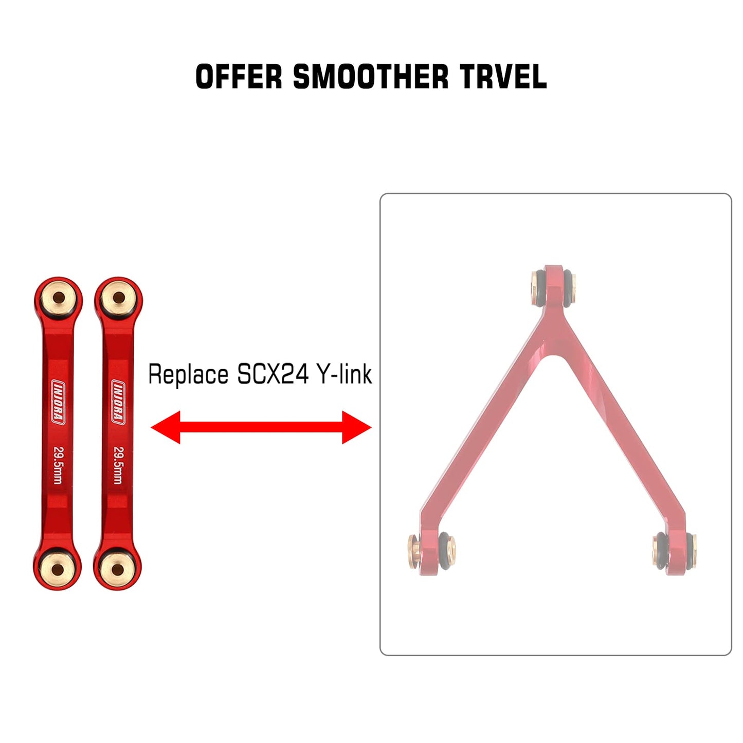 INJORA High Clearance 4 Links Set CNC Aluminum Links Set for SCX24 AXI90081 Deadbolt Axial 1/24 RC Crawler Car,8PCS (Red)