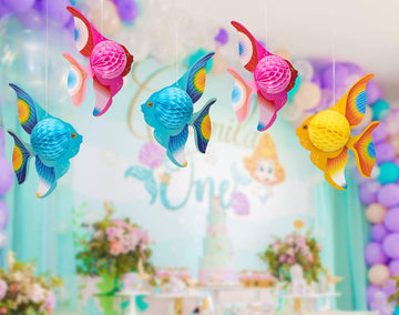 90shine 12PCS Tropical Fish Party Decorations Supplies- Under-The-sea/Mermaid/Luau/Hawaiian/Kids Birthday Table Centerpiece