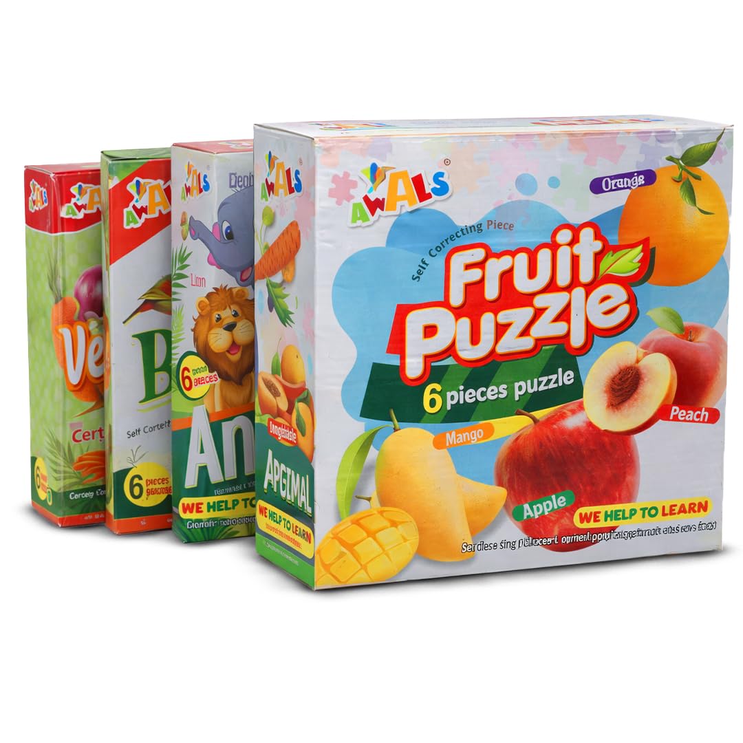 Awals 16 in 1 Mega Jigsaw Puzzle Set 2 Fruits, Brids, Vegetables and Wild Animals