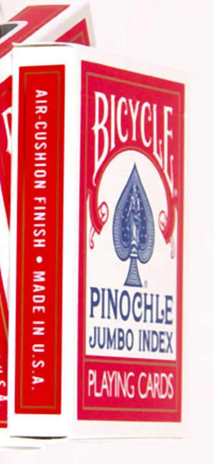 Deluxe Pinochle Playing Cards Bundle - Jumbo Index, 6 Decks, Plastic, Red