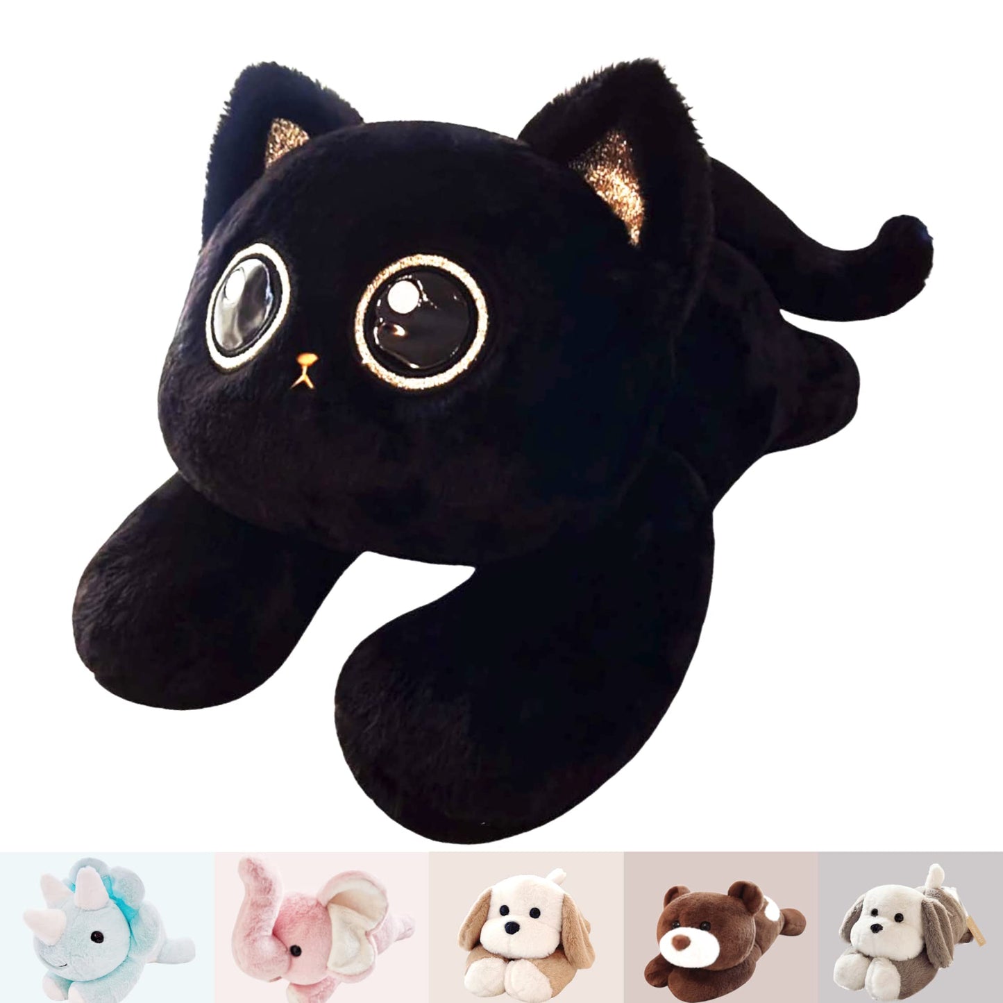 Uoozii 21'' 4 Pounds Black Cat Weighted Stuffed Animals - Cute Weighted Plush Toy Comfort Big Weighted Throw Pillow Gifts For K
