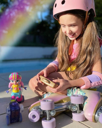 Jakks Pacific Rock N Rollerskate Doll Rainbow Riley Light Up Remote Control Rollerskating Doll - Plays Music And Skates!, 10' H