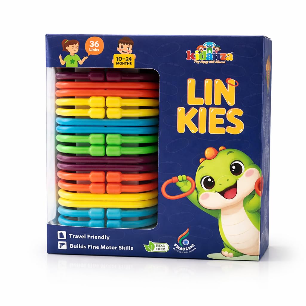 Kidanza Linkies SnapTogether Learning Link Toy For Toddlers, 36 Links, Ages 1024 Months, Builds Fine Motor Skills