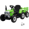 Kids Ride On Tractor With Green Trailer & Remote Control, 12V Toddler Battery Powered Electric Vehicle With Slow Start 7Led Headlights Usb Music Player 2+1 Gear Shift, Green Trailer, 35W/ Eva Tire