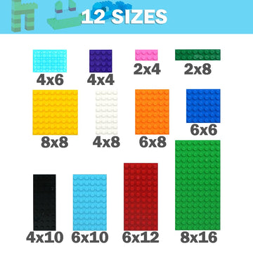 MALEKO 120 Pieces Classic Base Plates Bricks Parts, Flat Board Small Baseplates Mat Multipacks, Bulk Building Blocks