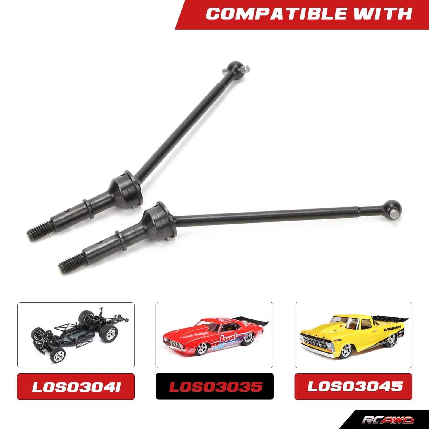 RCAWD 2X #45 Steel CVD Driveshaft Set Complete for Losi 1-10 22S 2WD No Prep Drag Car Upgrade Parts (Black)