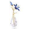 Movdyka Crystal Lily Flower Figurine With Stems, Handmade Collectible Statue For Decoration Mothers Day, Centerpiece, Valentines Day, Bridal Shower Gift Blue