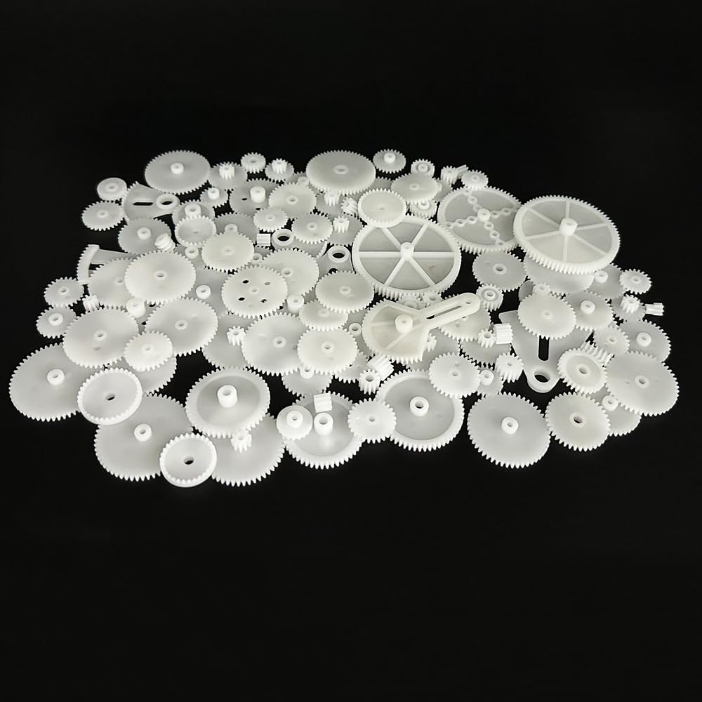 107PCS Small Motor Gears Plastic Gears for Motor RC Car Model Toy DIY Helicopter RC Toy Gear Replacement Module 0.5 (107)
