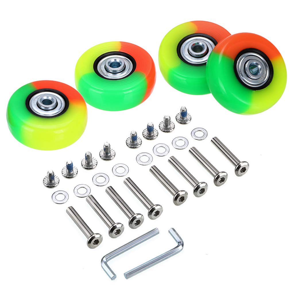 Ownmy 50 X 18Mm Set Of 4 Luggage Suitcase Replacement Wheels, Rubber Swivel Caster Wheels Bearings Repair Kits (Colorful)
