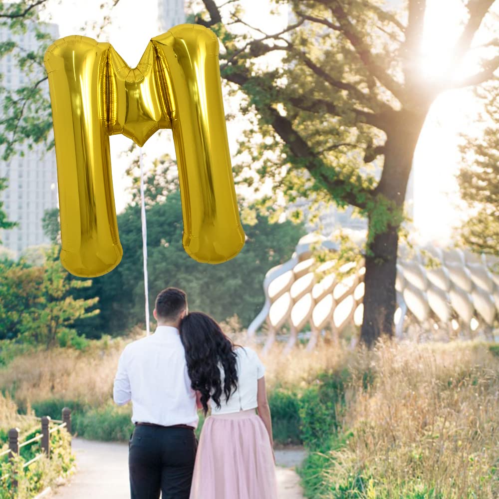 Toniful 40 Inch Large Gold Letter M Balloons Helium Balloons,Foil Mylar Big Balloons For Birthday Party Anniversary Supplies Dec