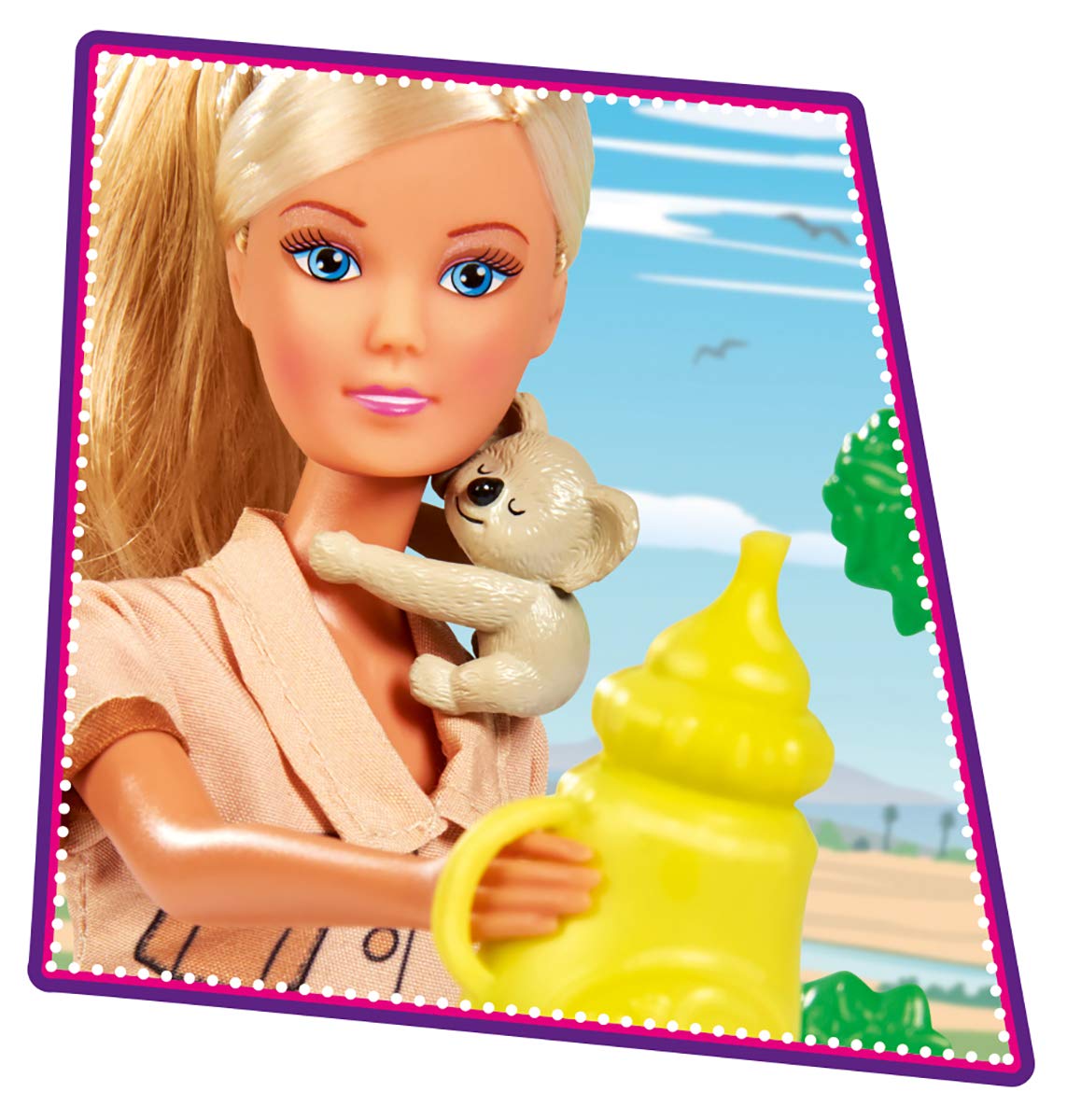 Steffi Love Simba Koala. Doll Takes Care Of The Koala Family With Climbing Tree, Food And Water Bottle