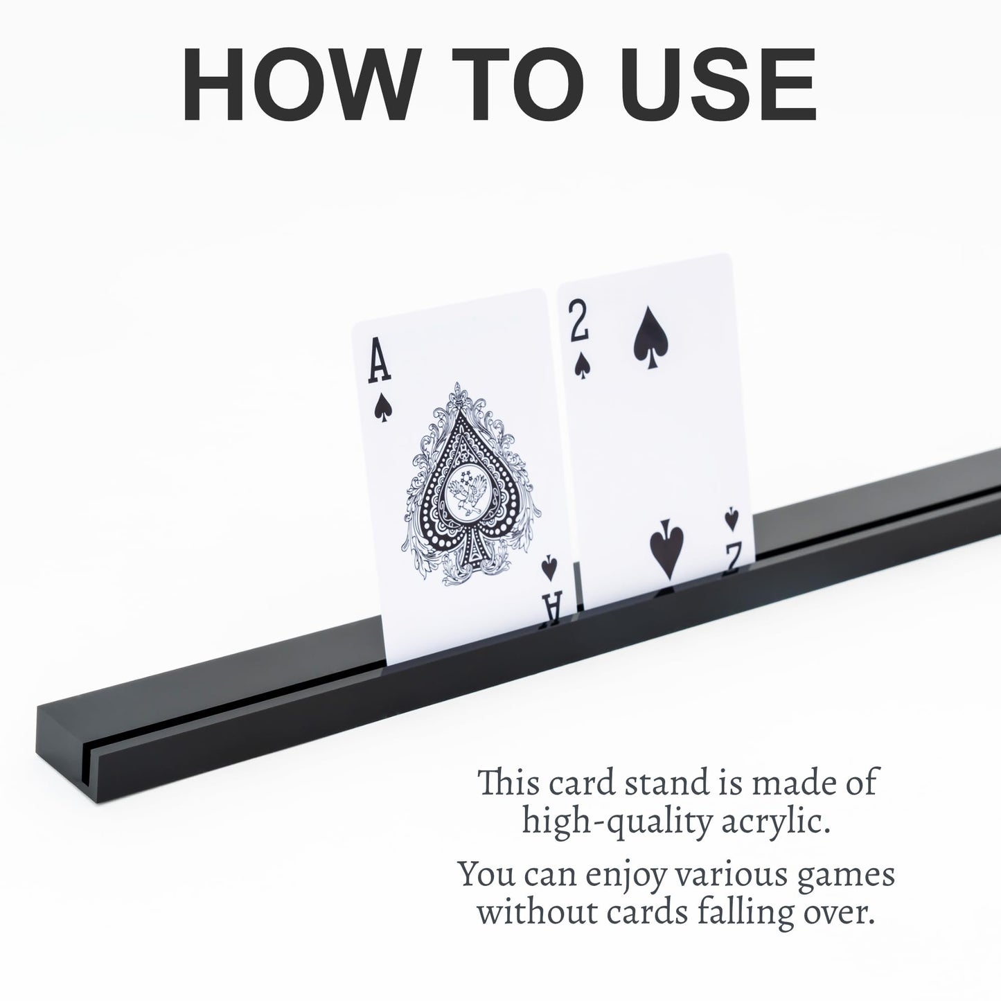 Playing Card Holders 13.4 Inches Black Acrylic Solid Card Holder For Playing Card Games (4 Pcs., Black)
