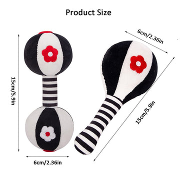 Rattles For Babies 0-6 Months, 2 Pcs Baby Soft Rattles 0-6 Months Early Developmental Hand Grip Toys For Infants Newborn Baby Gi