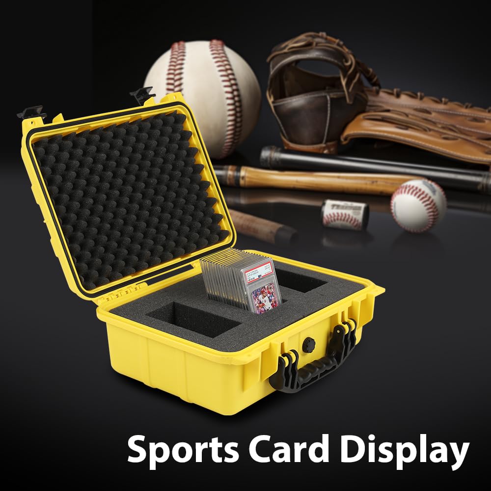 G-Plus Graded Card Storage Box Compatible With Bgs Psa Sgc Fgs Weatherproof Graded Sports Trading Cards(Large, Orange & Yellow)