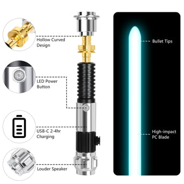 Eleskoco Smooth Swing Dueling Lightsaber, App Control Infinite Rgb 16 Colors Light Saber With 16 Sound Fonts - Motion Control Ob