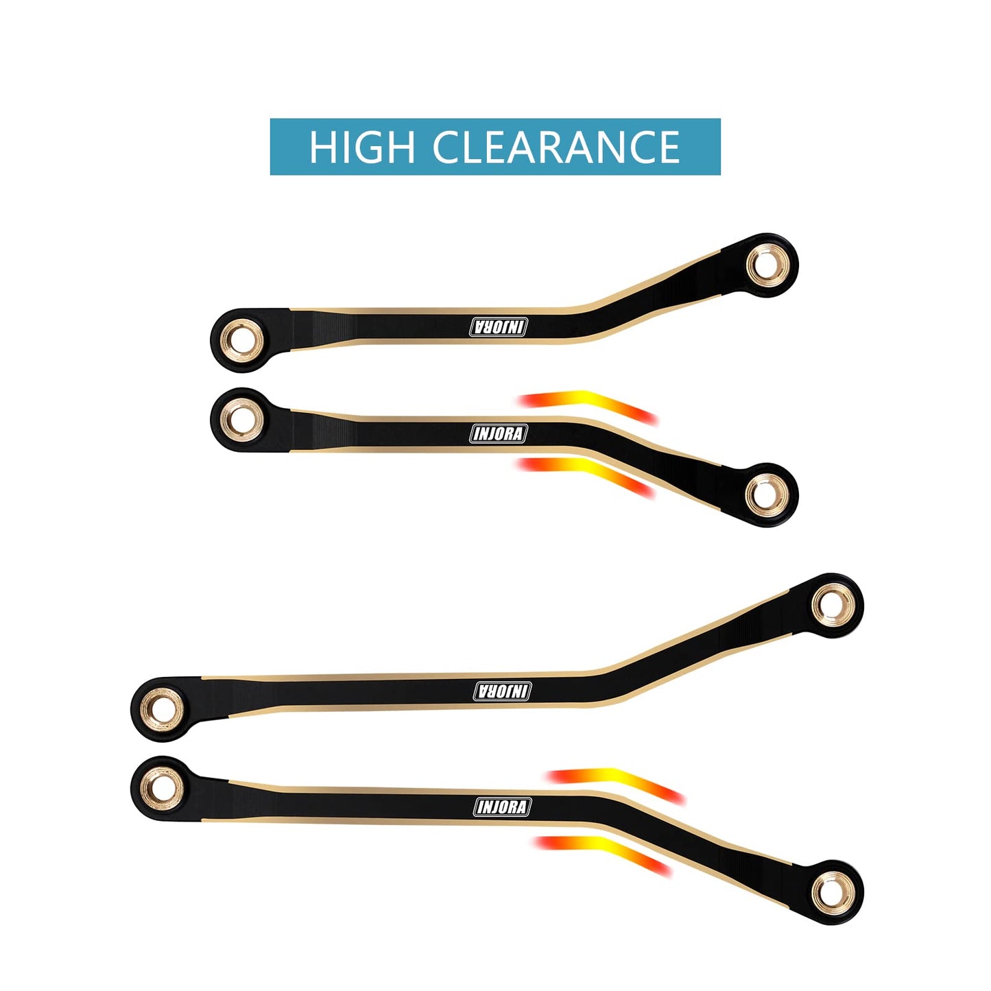 INJORA High Clearance Chassis Links Set Brass Black Coating Link for 1/18 TRX4M Upgrade Parts RC Crawler, 48g